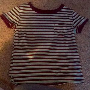 striped red yellow white turquoise shirt front pocket cute stylish